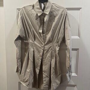 Beige Button Down Dress
